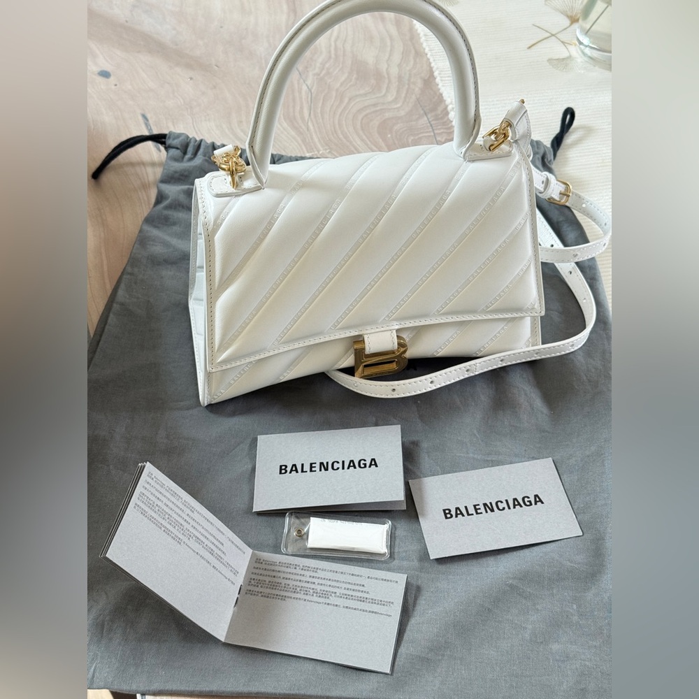 Balenciaga Hourglass Quilted Monogram Top Handle Shoulder Crossbody Bag